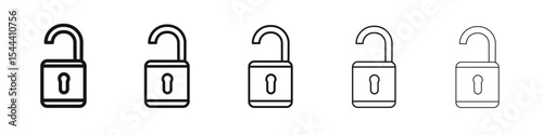 Unlock icon vector outline set illustration sign