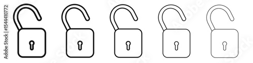 Unlock icon vector outline set illustration sign