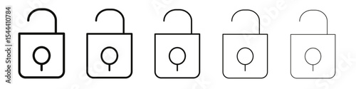 Unlock icon vector outline set illustration sign