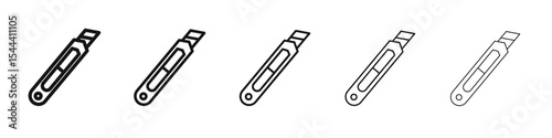 Utility knife icon vector outline set illustration sign