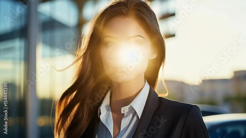 onfident Businesswoman in Modern Office Portrait	

