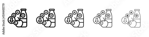 Vitamin deficiency icon vector outline set illustration sign