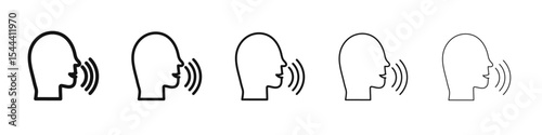 Voice recognition icon vector outline set illustration sign