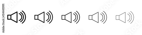 Volume icon vector outline set illustration sign