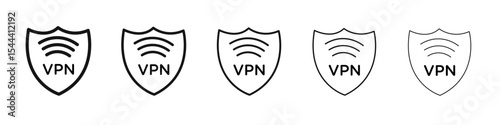 Vpn icon vector outline set illustration sign