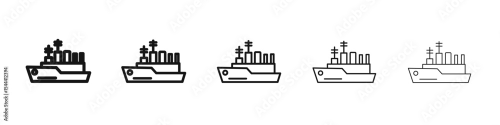 Obraz premium Warship icon vector outline set illustration sign