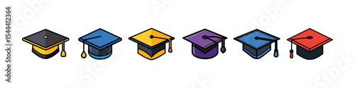Mortarboard icon vector representing education, graduation, academic success, school ceremony, student achievement, learning milestone, university, scholar, and scholarly goal symbol