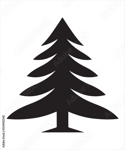 Minimalist Christmas Tree Icon Set – Black and White Silhouettes

