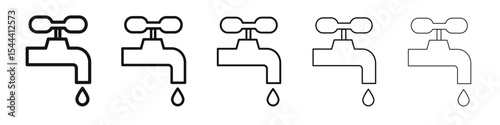 Water tap icon vector outline set illustration sign