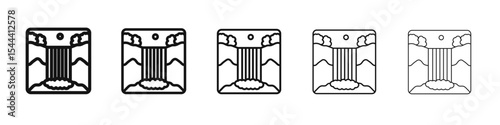 waterfall icon vector outline set illustration sign