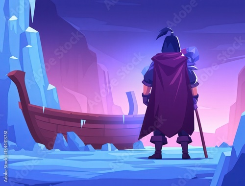 Frozen Landscape with lone Traveler