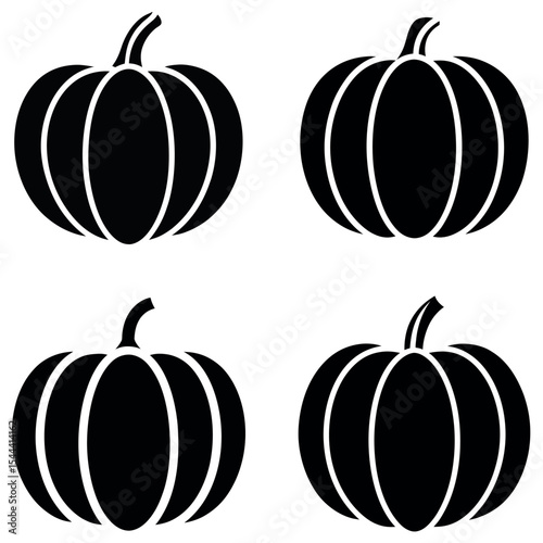 Four Silhouetted Pumpkins Illustration for Halloween and Autumn Decorations
