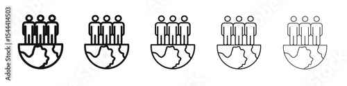 World population icon vector outline set illustration sign