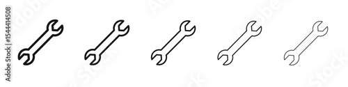 Wrench icon vector outline set illustration sign
