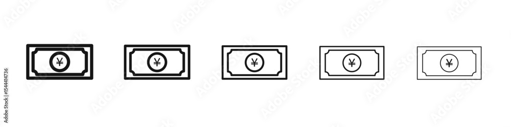 Fototapeta premium Yen icon vector outline set illustration sign