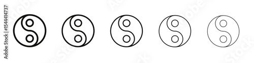 Yin yang icon vector outline set illustration sign