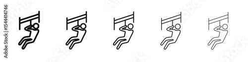 zip line icon vector outline set illustration sign