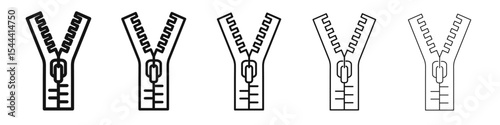 Zipper icon vector outline set illustration sign