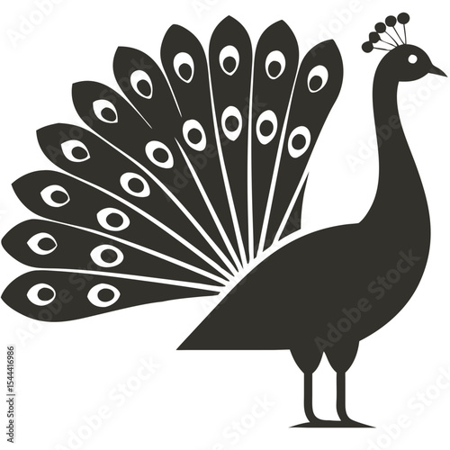 peacock, minimalist, silhouette, simple, iconic, sleek, modern, clean, elegant, bird, feathers, logo, monochrome, black and white