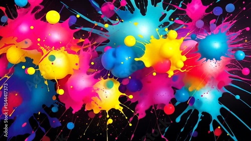 colorful bright on dark background	
