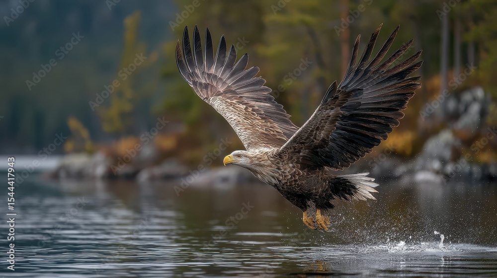 Fototapeta premium White-tailed eagle taking off from a lake