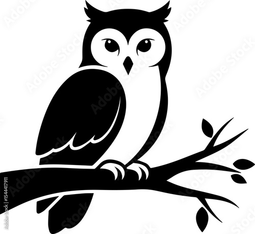 Owl on Branch Silhouette