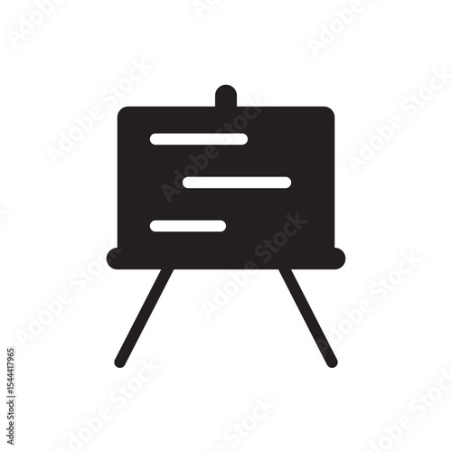 Teaching board presentation icon. Standing blackboard or flip chart icon for lectures, tutorials, or education slides.