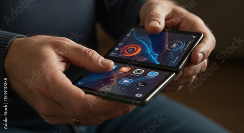 Wallpaper Mural Folding smartphone device held hands Torontodigital.ca