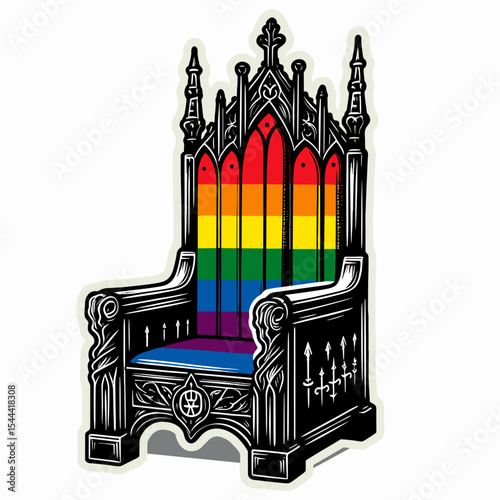 Gothic throne with rainbow 