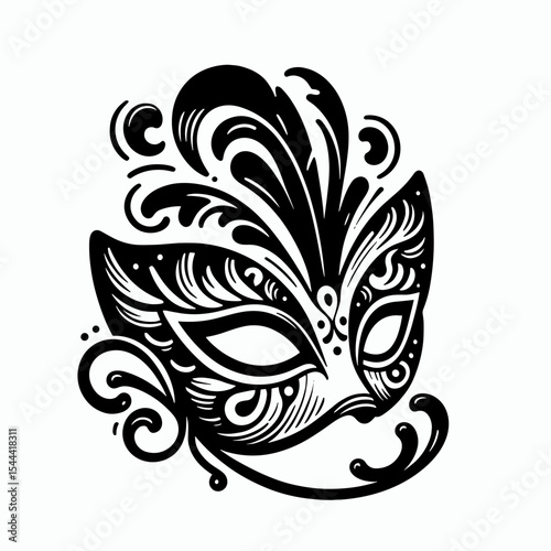 Venetian mask with ornate swirl design