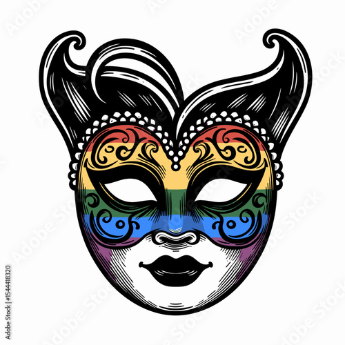 Masquerade mask with rainbow colors