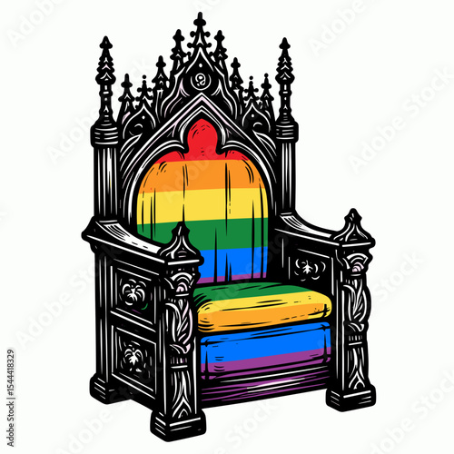 Gothic throne with rainbow 