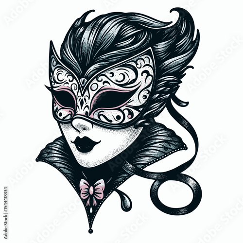 Woman in ornate masquerade mask