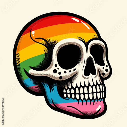 Skull with rainbow pride design