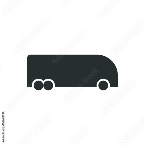 Minimalist school bus symbol icon. Flat icon of school bus in dark green, perfect for education apps or transport infographics.