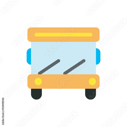 front view school bus icon. Colorful school bus icon from front view, ideal for transport, apps, or education media.