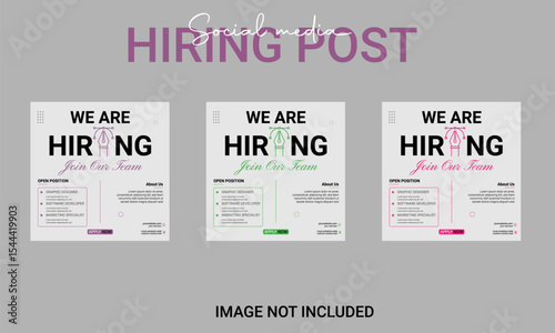 Modern and creative hiring square banner template design for social media post, We are hiring job vacancy social media post banner design template