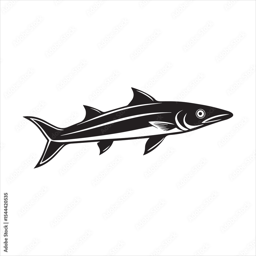 Naklejka premium barracuda fish silhouette vector