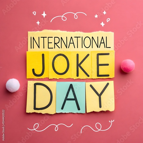 International joke day celebration with colorful notes