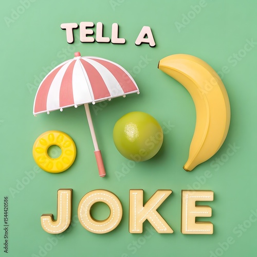 Tell a joke summer concept with fruit and umbrella