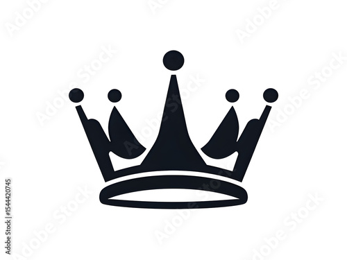 Dark Gray Silhouette of a Simple Crown Icon isolated on a transparent background black background