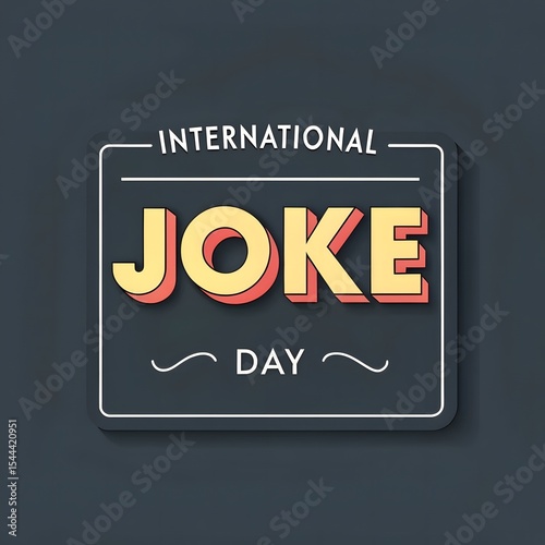 International joke day retro badge design