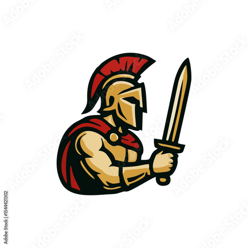 Helmet mascot spartan logo for roman warrior vector character, gladiator design illustration, ancient battle emblem for branding and esport graphics