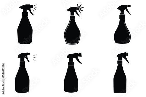 Versatile Spray Bottle Icons Six Unique Designs for Cleaning, Gardening, and More