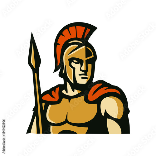 Vector gladiator character for spartan mascot logo, roman helmet warrior illustration, ancient battle design for esport, identity or brand artwork