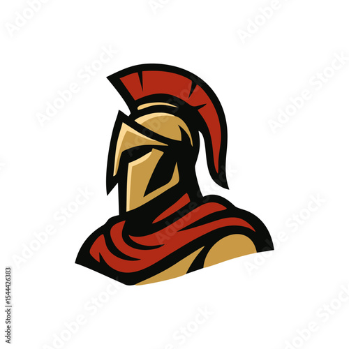 Spartan logo vector mascot design for warrior helmet character, ancient roman gladiator emblem illustration, soldier battle style for branding graphics