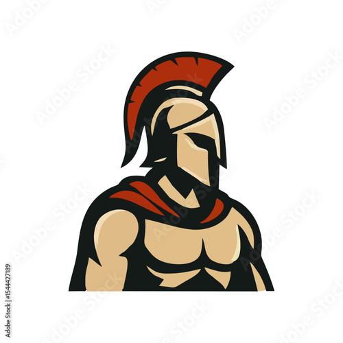 Ancient gladiator warrior vector for spartan mascot logo, helmet armor illustration, roman battle soldier design for esport, print or branding identity