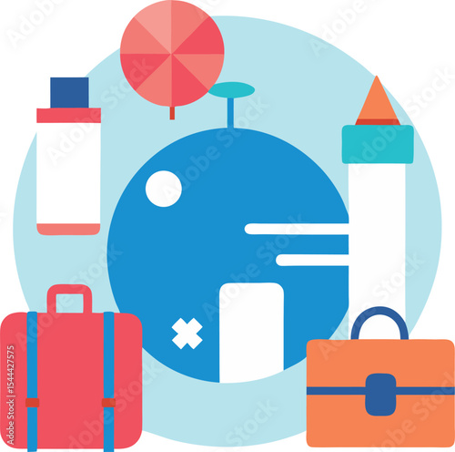 White Background Layout of Well Balanced Travel Items