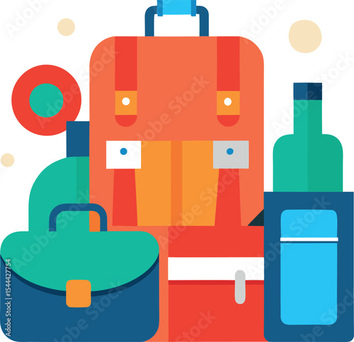 Organized Packing Concept with Clean Vector Travel Items