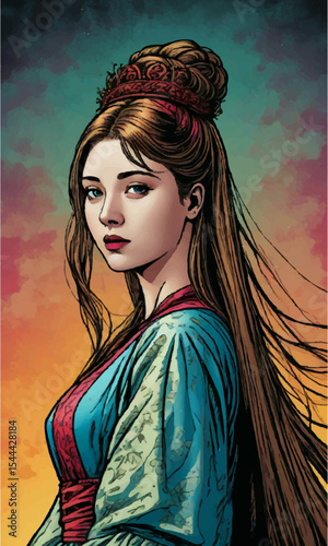 Regal Woman in Traditional Robe